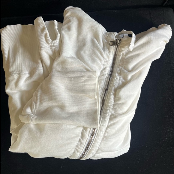 GAP Vintage Soft White Hoodie Rushing Full Zip Long Women’s Large Long Layer Top - Picture 11 of 12
